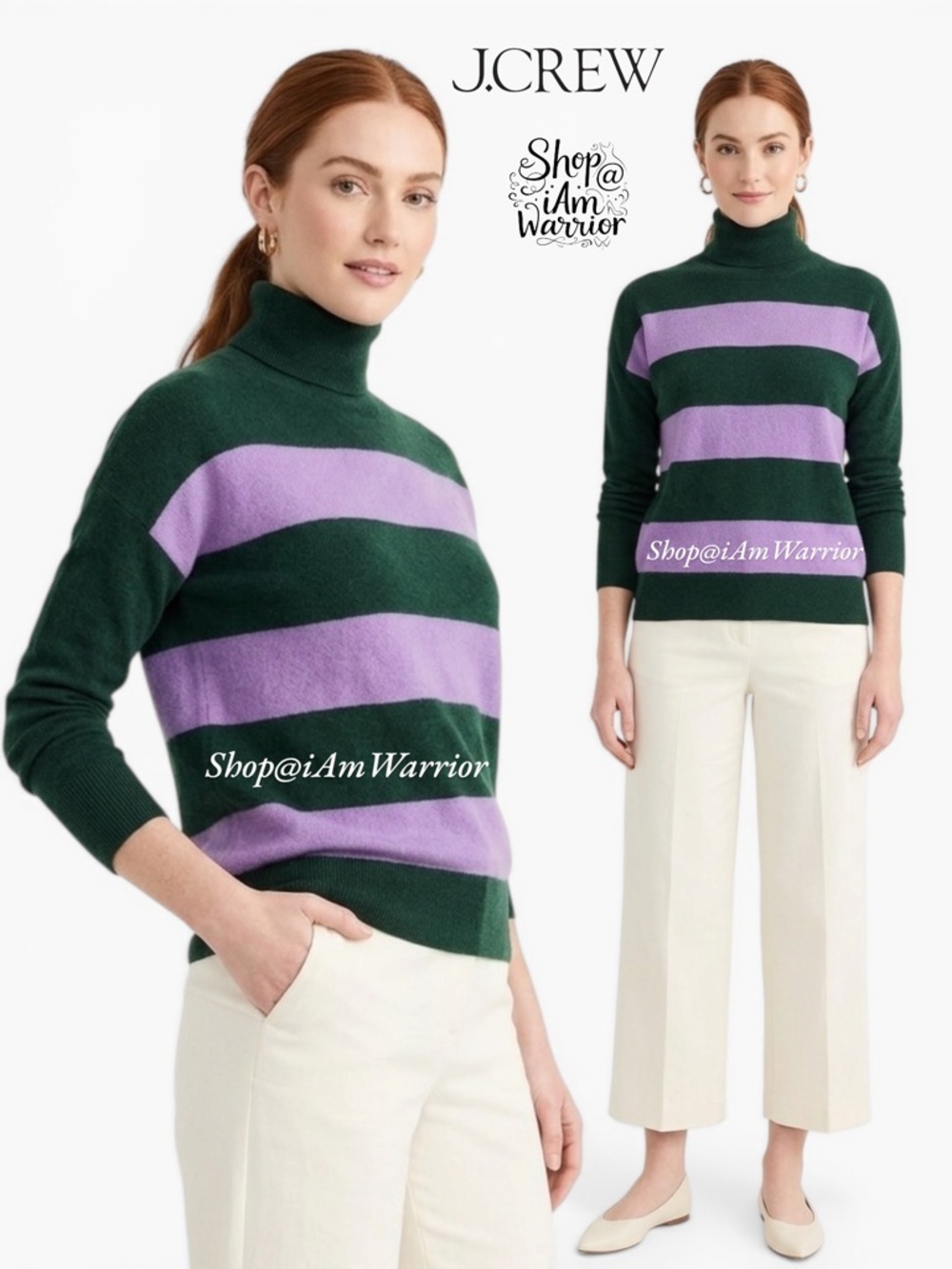 J.Crew Italian cashmere striped rugby turtleneck sweater *shop@iamwarrior
